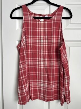 Old Navy L Pink and White Plaid Sleeveless Tank Top